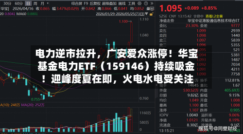 电力逆市拉升，广安爱众涨停！华宝基金电力ETF（159146）持续吸金！迎峰度夏在即	，火电水电受关注-第2张图片