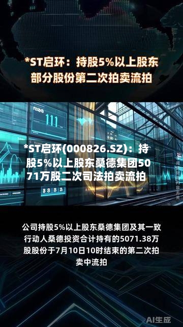 *ST启环(000826.SZ):持股5%以上股东桑德集团5071万股二次司法拍卖流拍-第2张图片