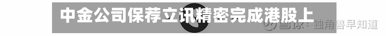中金公司保荐立讯精密完成港股上市-第2张图片