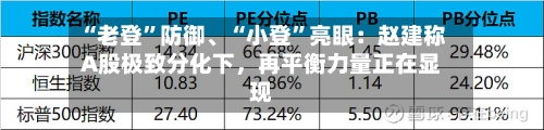“老登”防御	、“小登”亮眼：赵建称A股极致分化下，再平衡力量正在显现-第2张图片