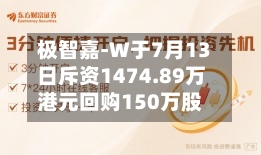 极智嘉-W于7月13日斥资1474.89万港元回购150万股-第1张图片