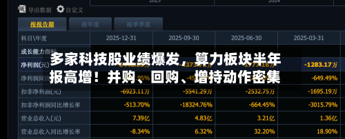 多家科技股业绩爆发，算力板块半年报高增！并购、回购、增持动作密集