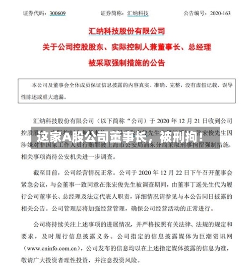 这家A股公司董事长,被刑拘!
