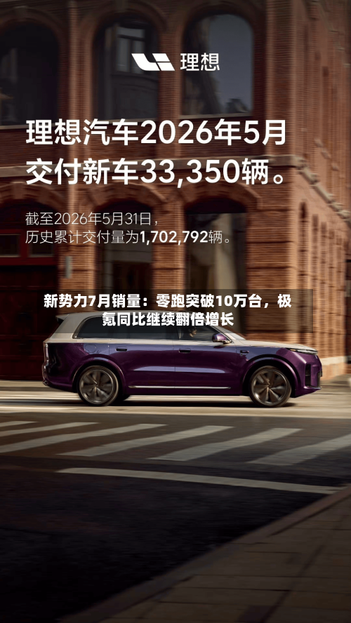新势力7月销量：零跑突破10万台，极氪同比继续翻倍增长-第2张图片