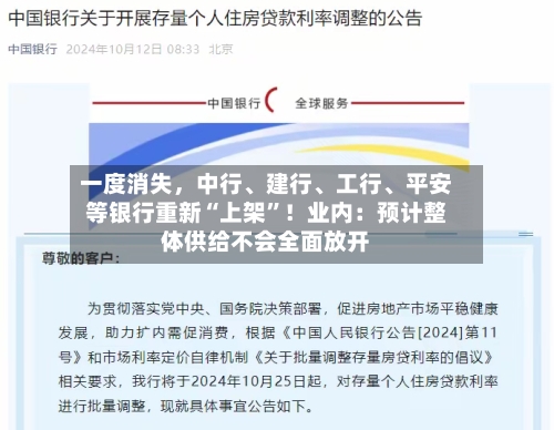 一度消失，中行、建行	、工行、平安等银行重新“上架”！业内：预计整体供给不会全面放开-第2张图片