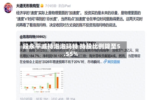 段永平减持泡泡玛特 持股比例降至5.55%
