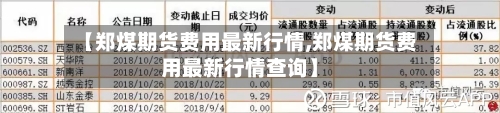 【郑煤期货费用最新行情,郑煤期货费用最新行情查询】
