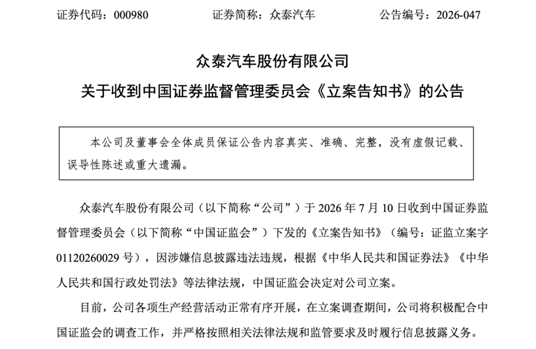 000980	，被证监会立案！